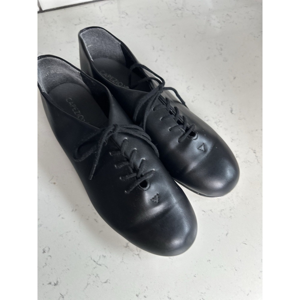 Vintage Capezio Men's 8 D Black Leather Lace Up Oxford Tap Dance Shoes